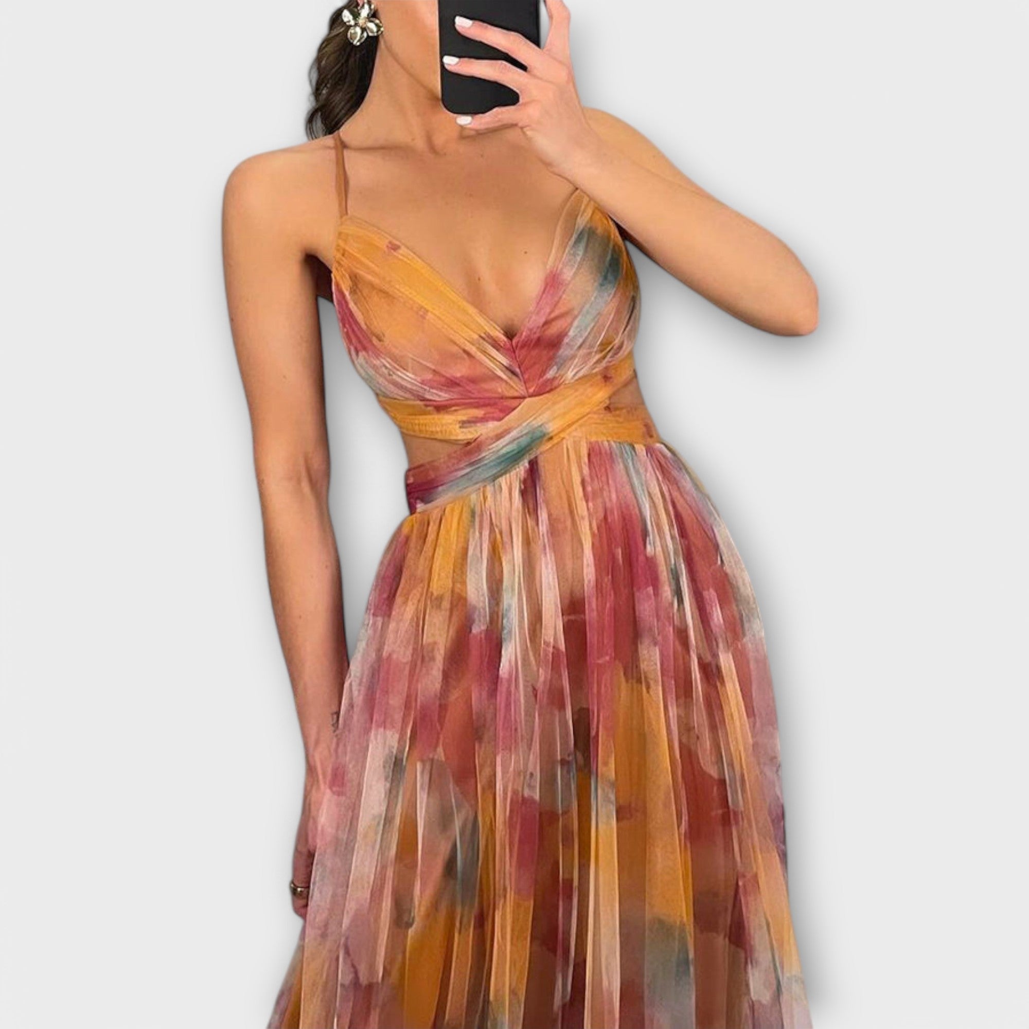 Elegant Floral Ombre Maxi Dress with Flowing Silhouette