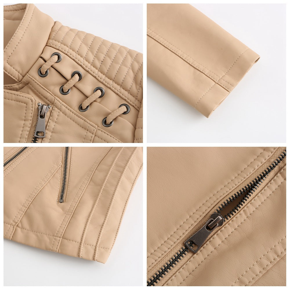Women’s Faux Leather Moto Biker Jacket