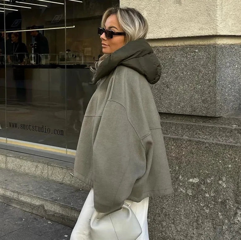 Dames Casual Oversized Jas met Capuchon – Zacht en Duurzaam Materiaal