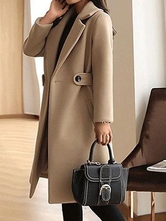 Elegant Double-Breasted Wool Blend Coat
