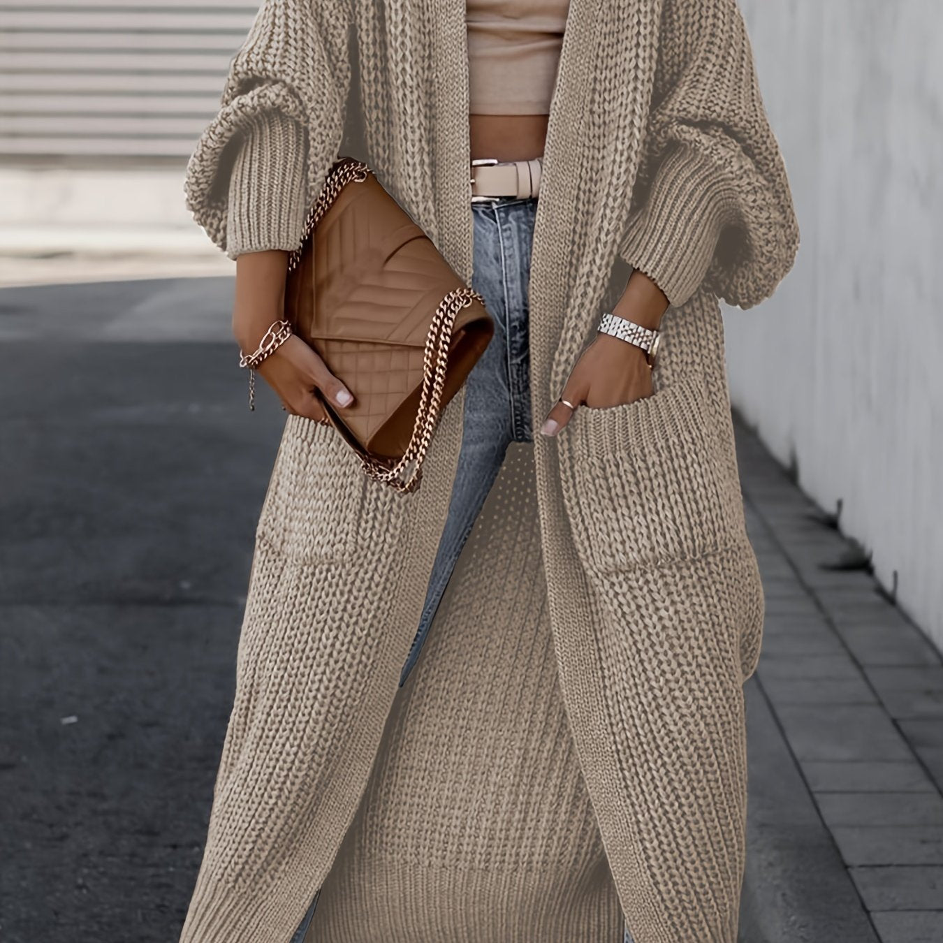 Chunky Knit Longline Open-Front Cardigan
