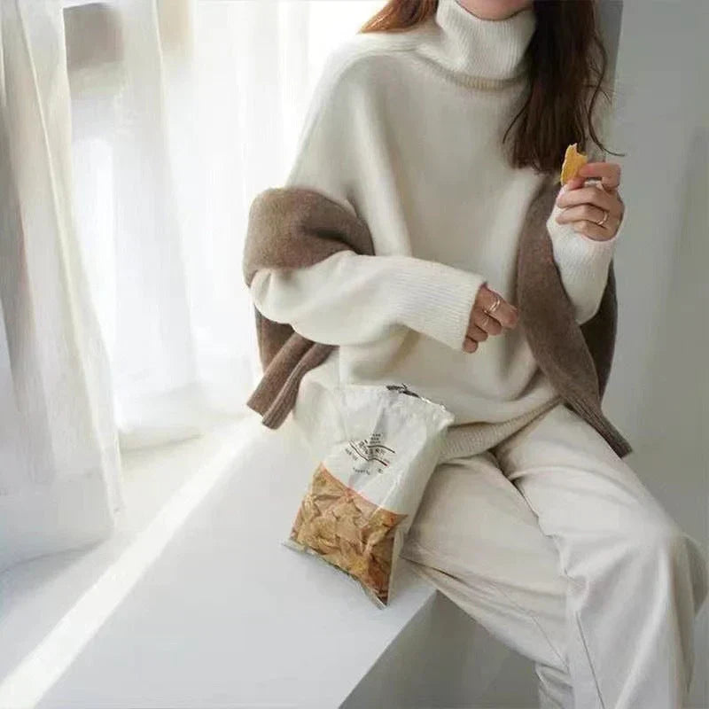 Soft Knit Turtleneck Sweater with Relaxed Silhouette