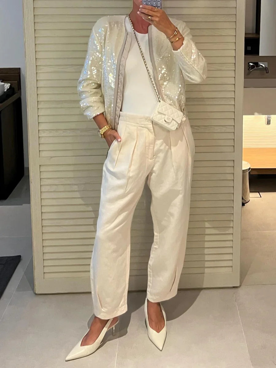 Sequin Embellished Bomber Jacket for Women