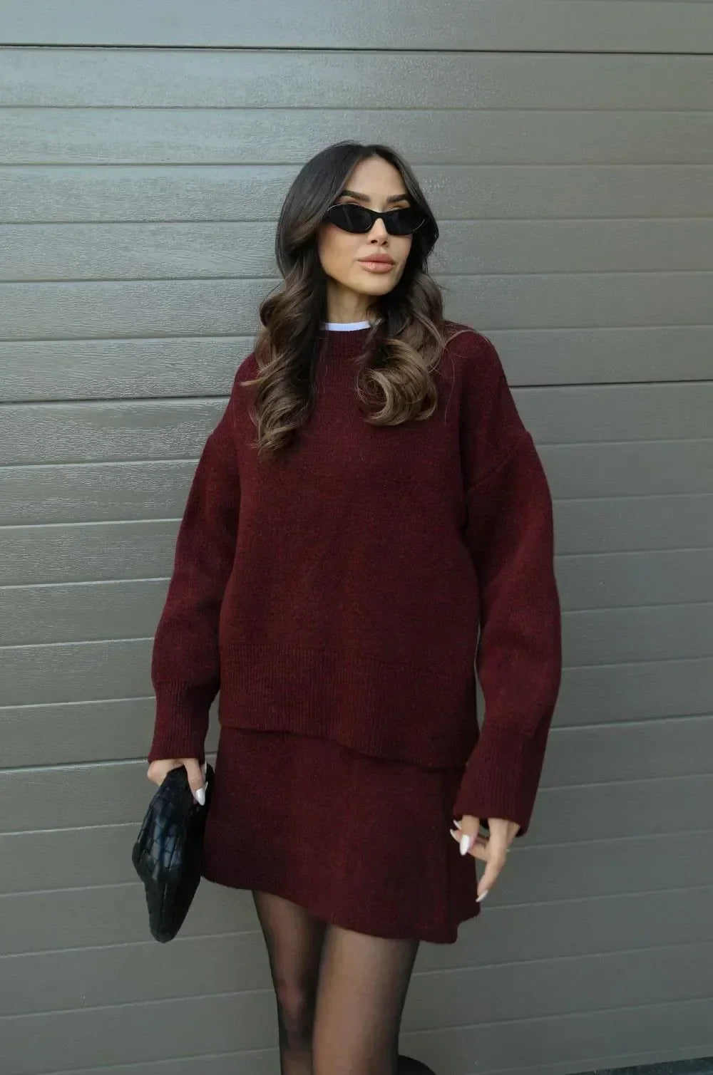 Cozy Knit Sweater and Skirt Set for Women