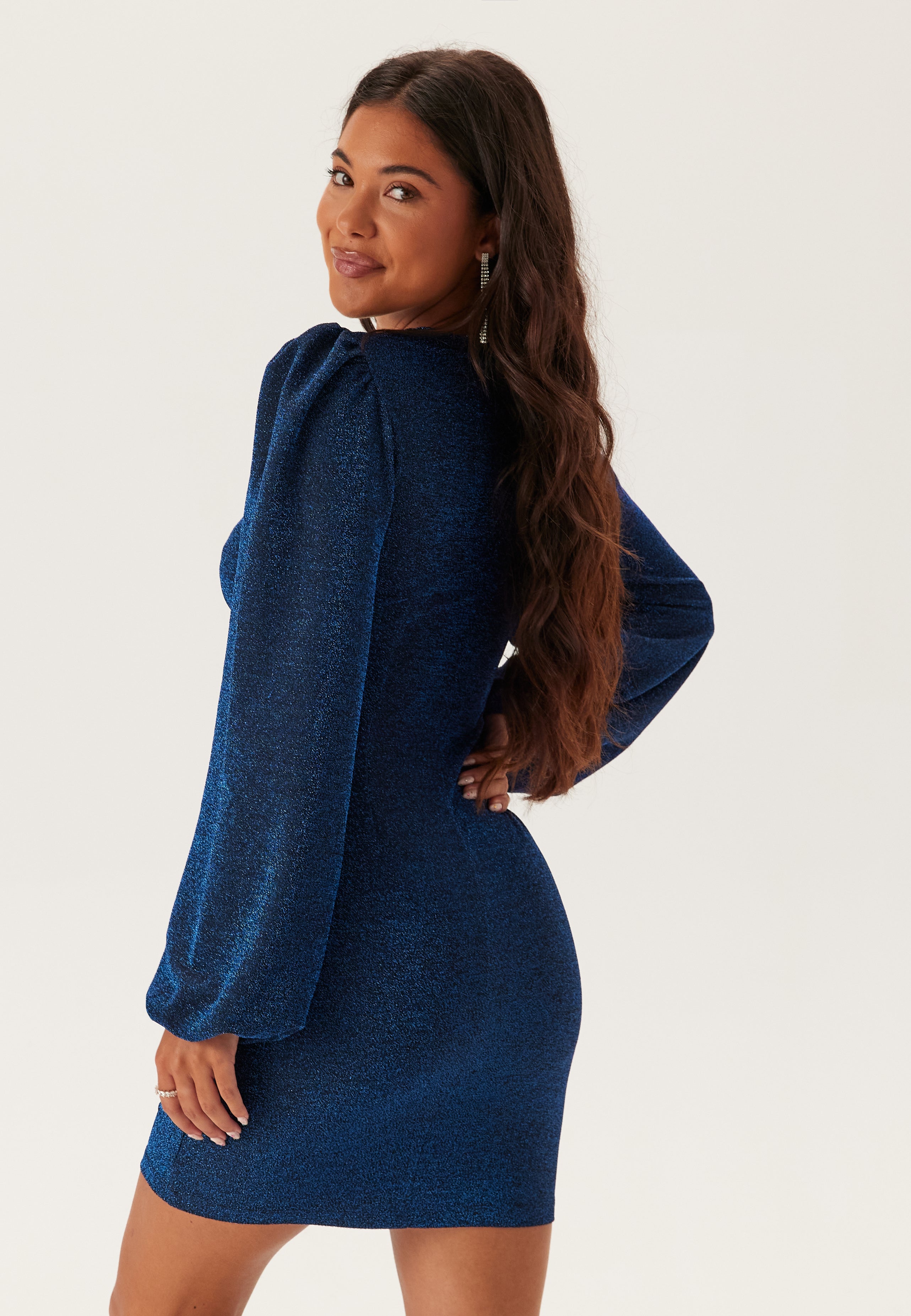 Long Sleeve Glitter Bodycon Mini Dress