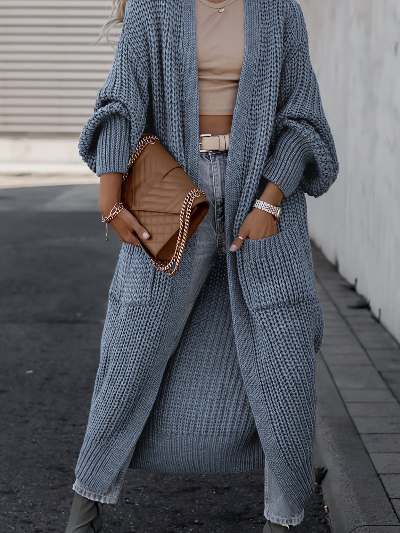 Chunky Knit Longline Open-Front Cardigan
