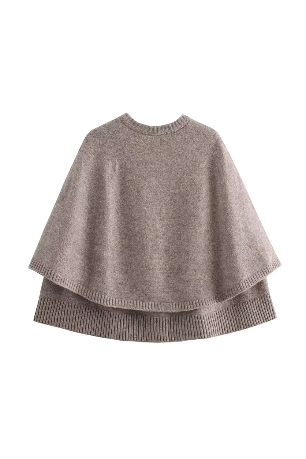 Button-Front Knit Cape Sweater