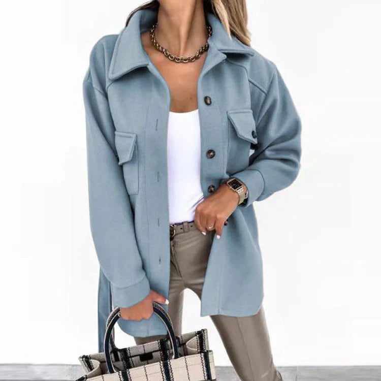 Casual Button Down Overshirt Jacket for Women