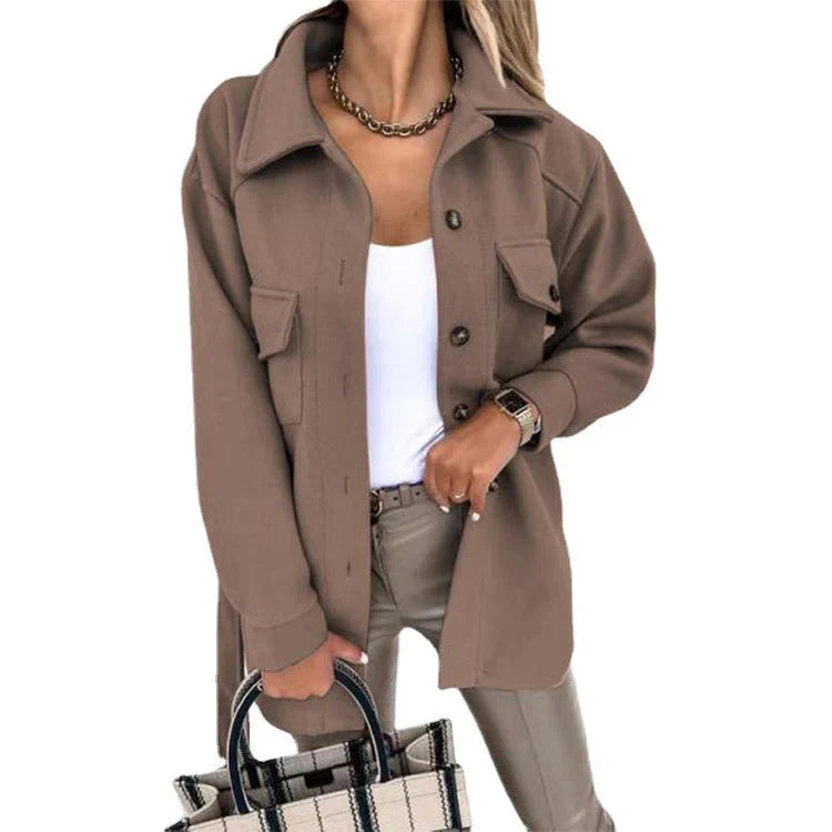Casual Button Down Overshirt Jacket for Women