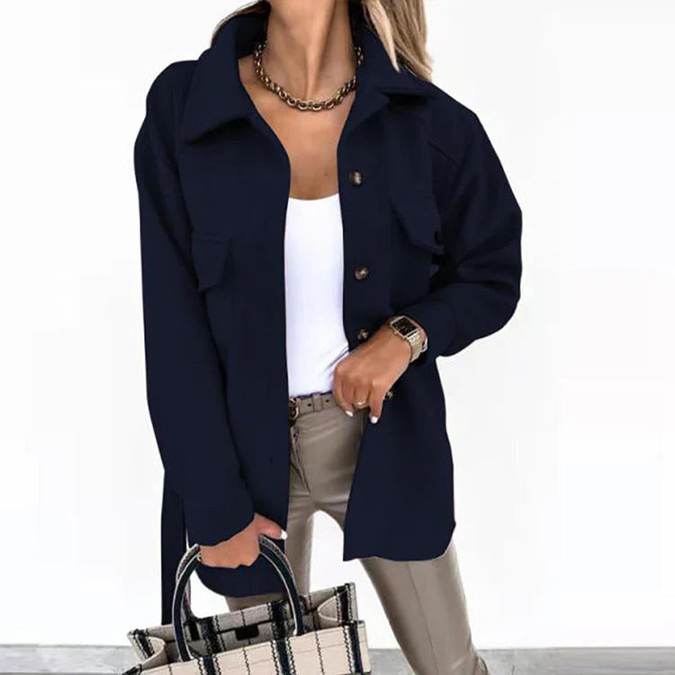 Casual Button Down Overshirt Jacket for Women