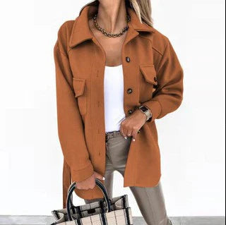 Casual Button Down Overshirt Jacket for Women