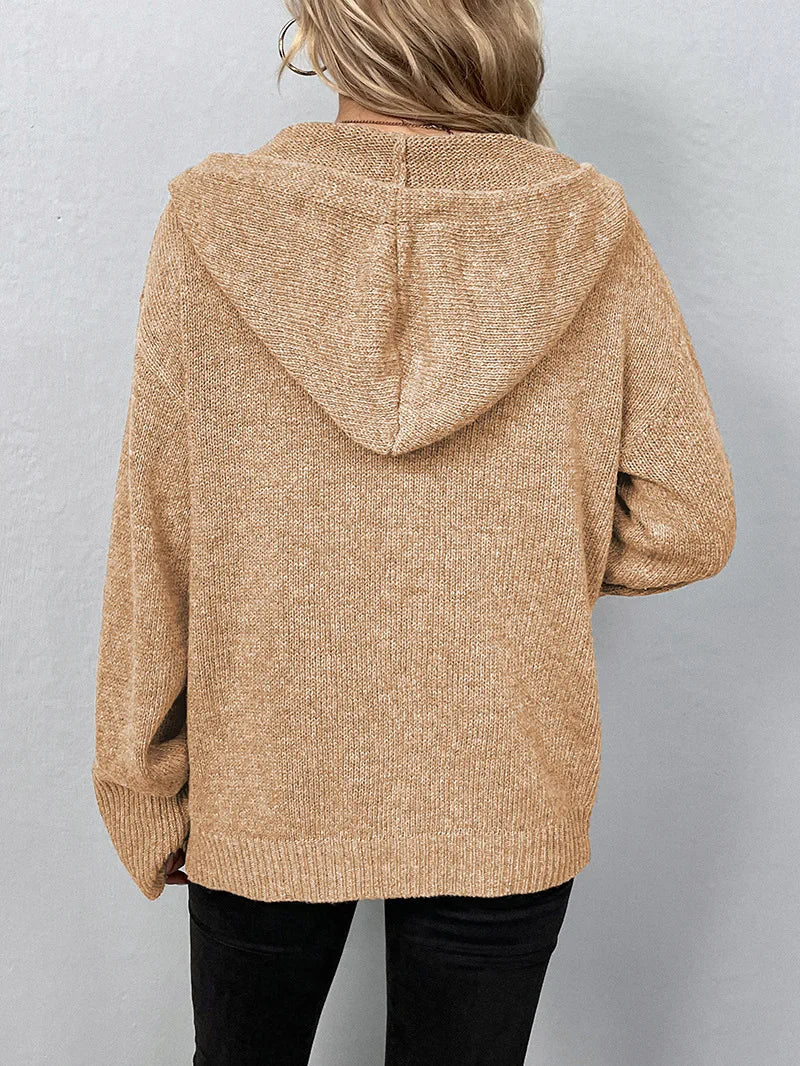 Cozy Knit Hooded Button Cardigan for Effortless Everyday Style