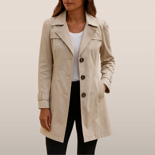 Women’s Classic Lightweight Button-Up Trench Coat