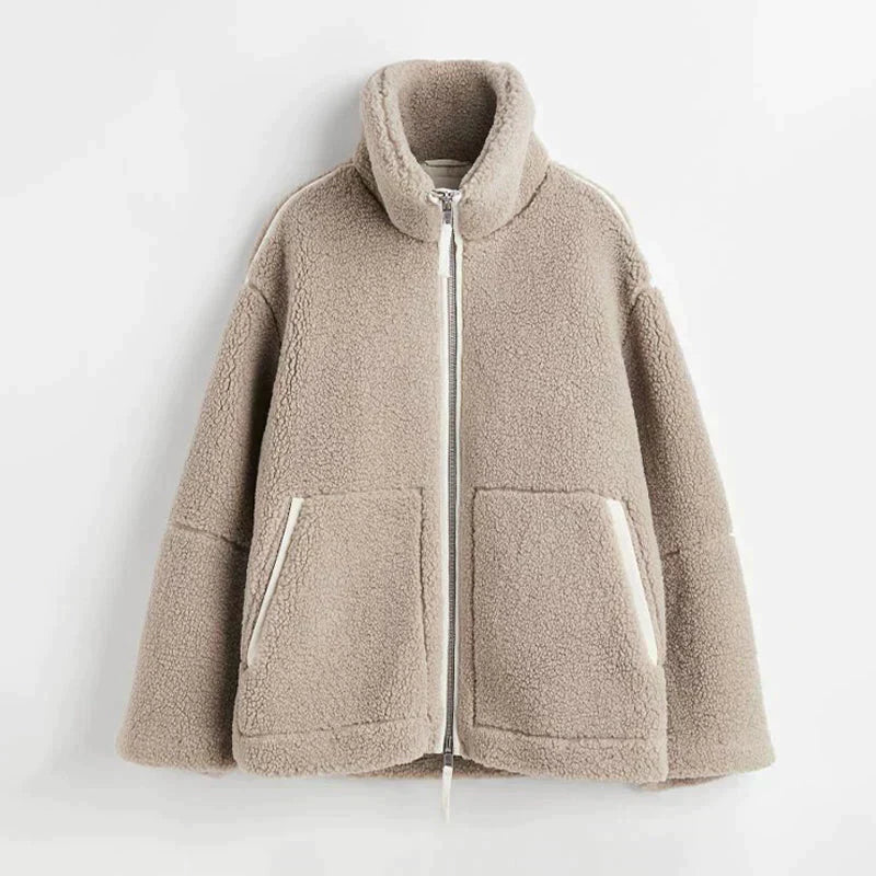Cozy Oversized Sherpa Zip-Up Teddy Jacket