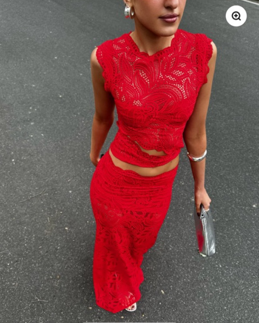 Elegant Lace Two-Piece Sleeveless Crop Top and Maxi Skirt Set