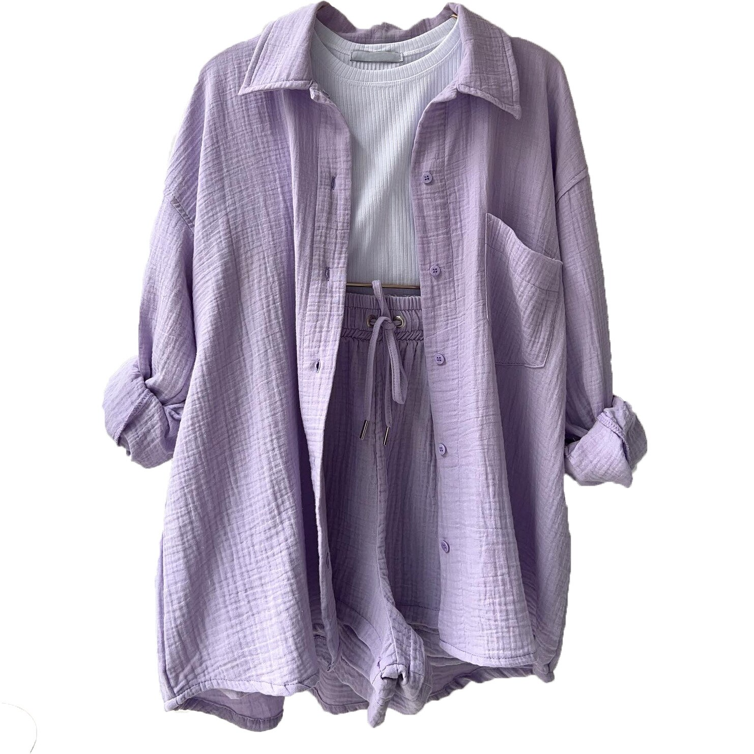 Relaxed Button-Up Shirt and Shorts Set
