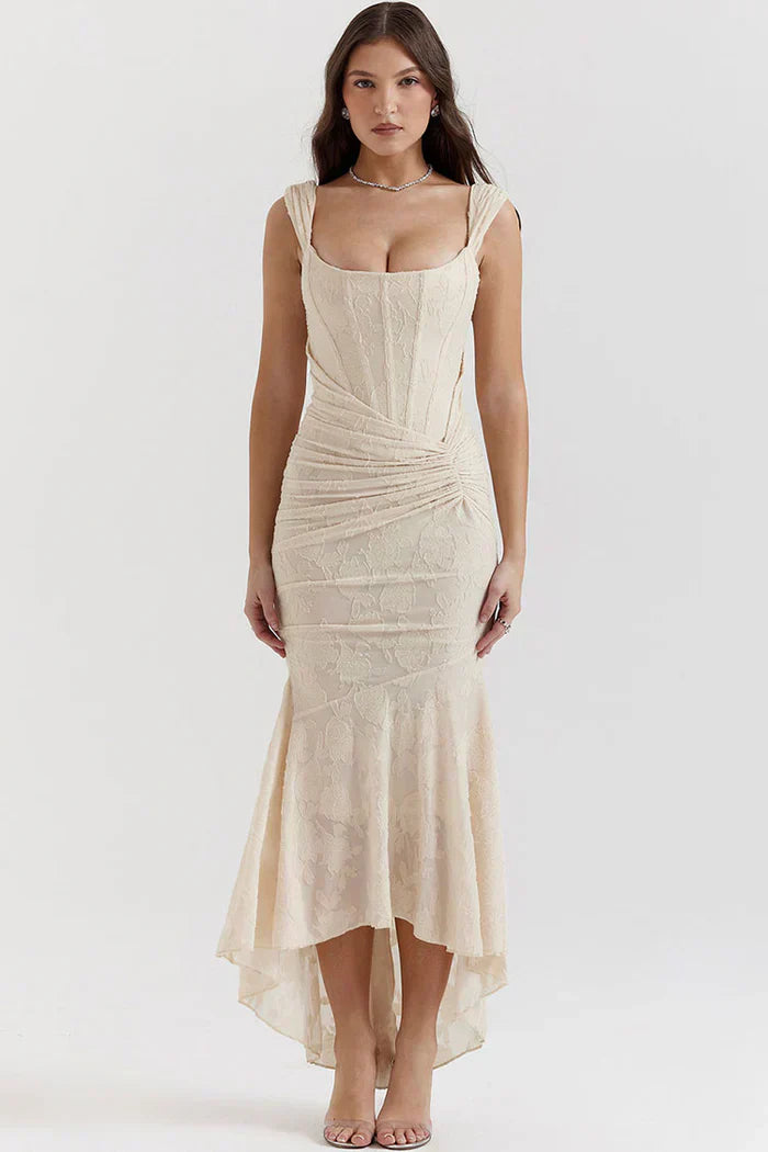 Elegant Lace Mermaid Dress with Off-Shoulder & Sleeveless Options