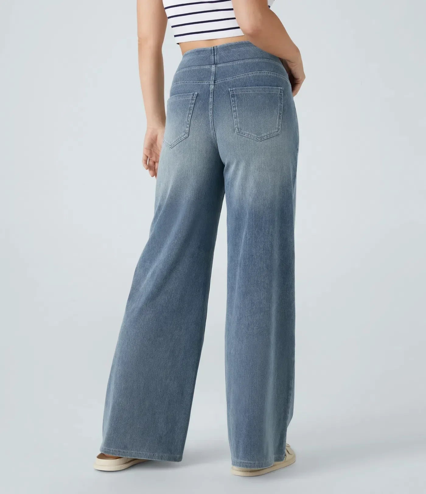 High-Waist Wide-Leg Stretch Denim Jeans for Women