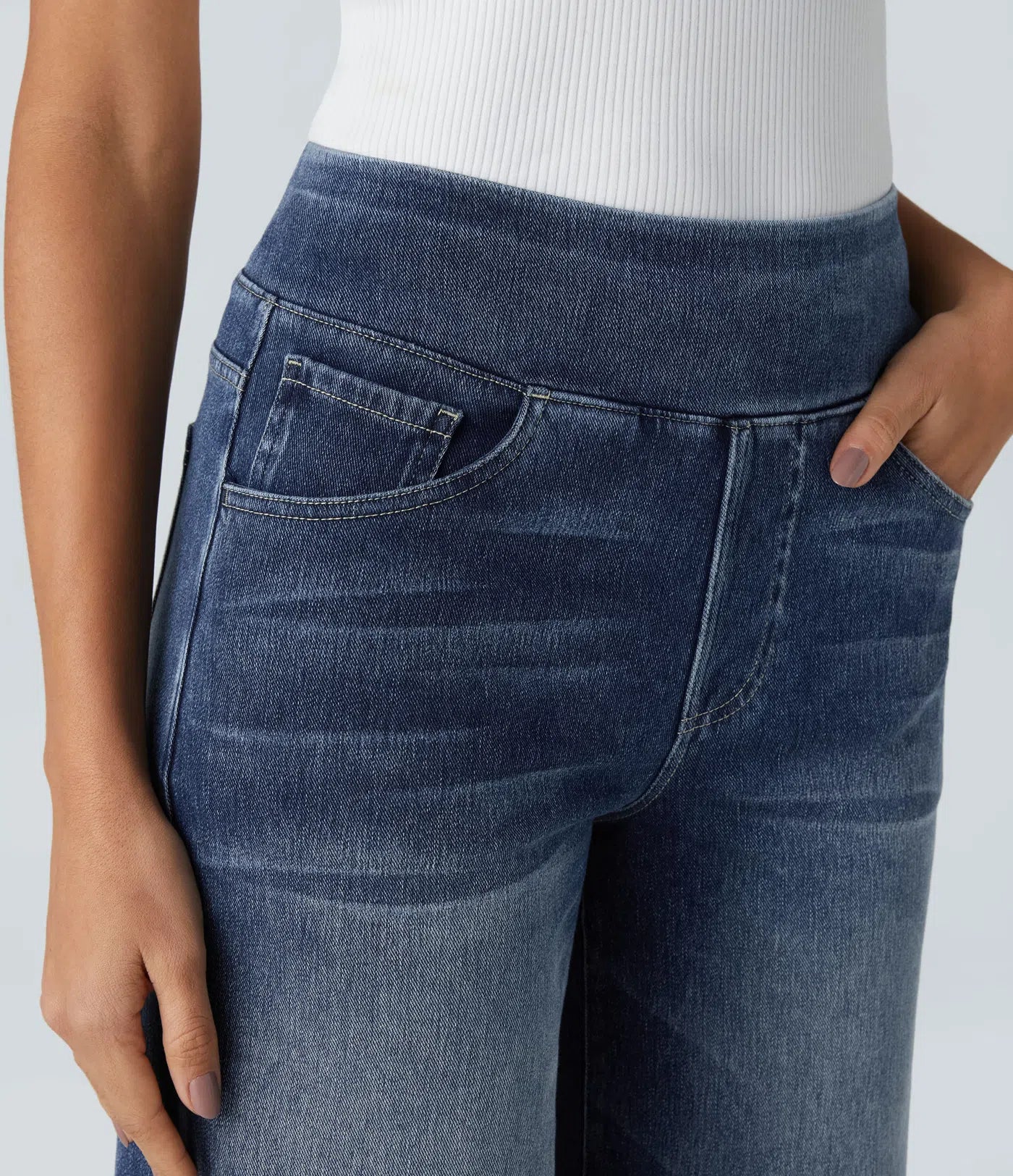 High-Waist Wide-Leg Stretch Denim Jeans for Women