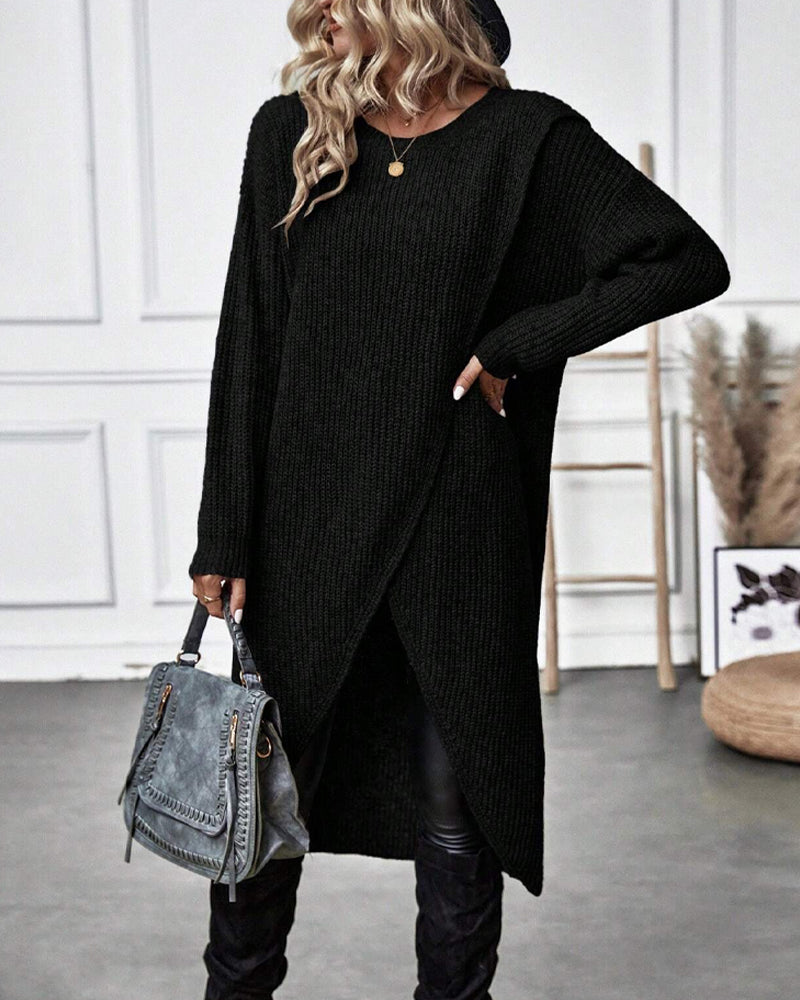 Asymmetrical Knit Sweater Dress for Effortless Casual Style