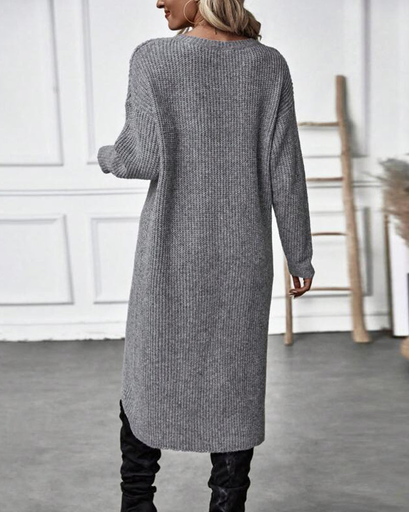 Asymmetrical Knit Sweater Dress for Effortless Casual Style