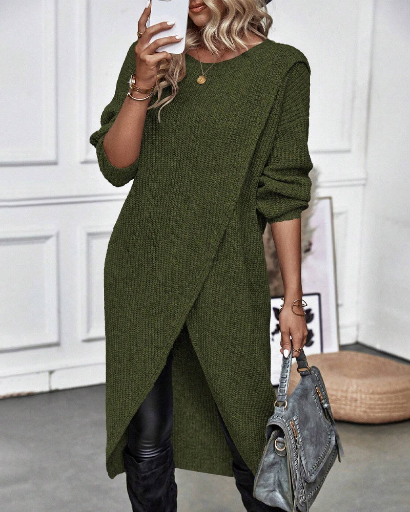 Asymmetrical Knit Sweater Dress for Effortless Casual Style