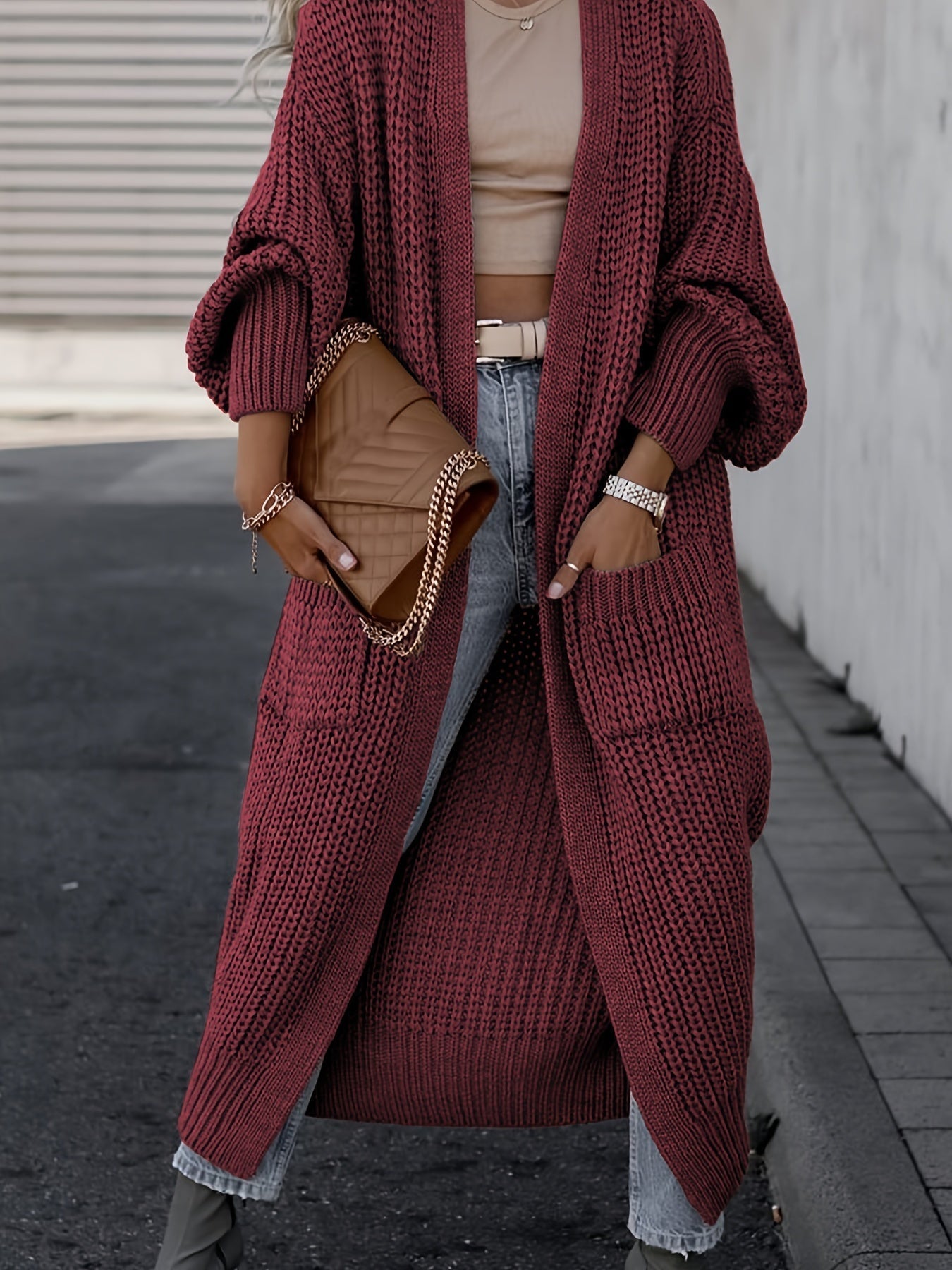 Chunky Knit Longline Open-Front Cardigan