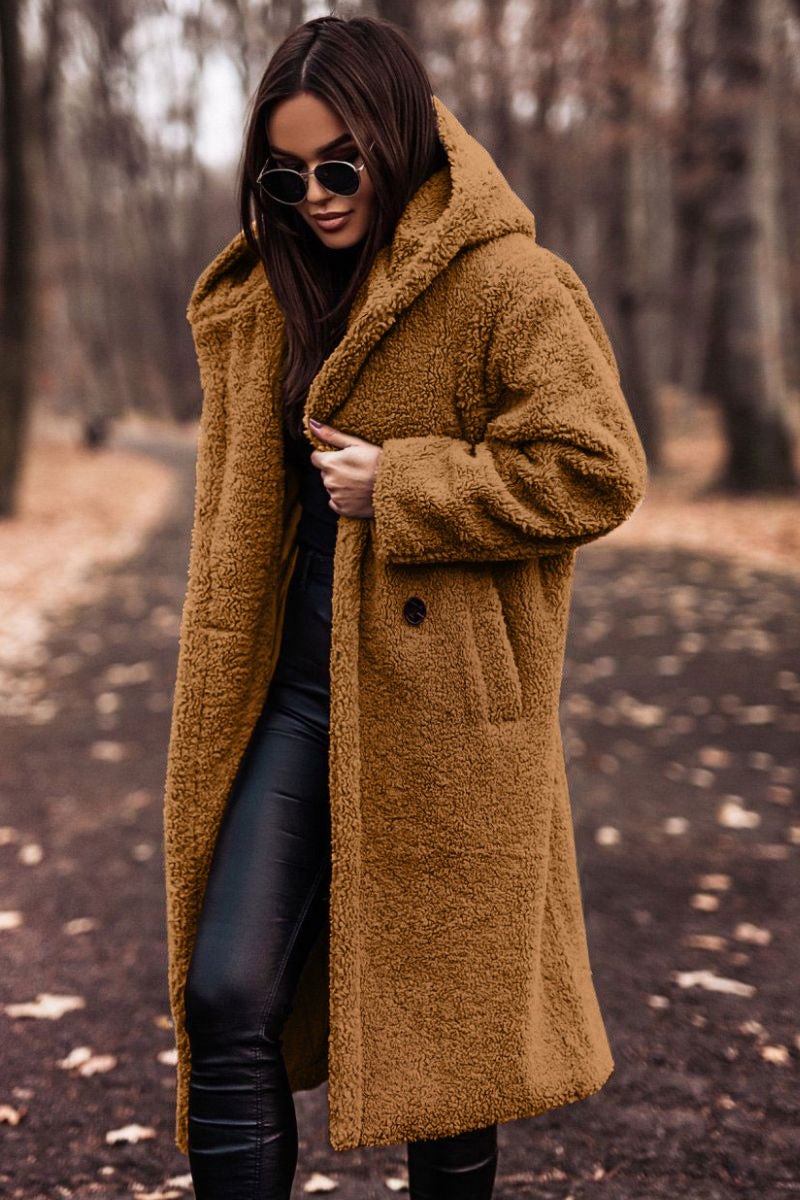 Long Hooded Teddy Faux Fur Coat
