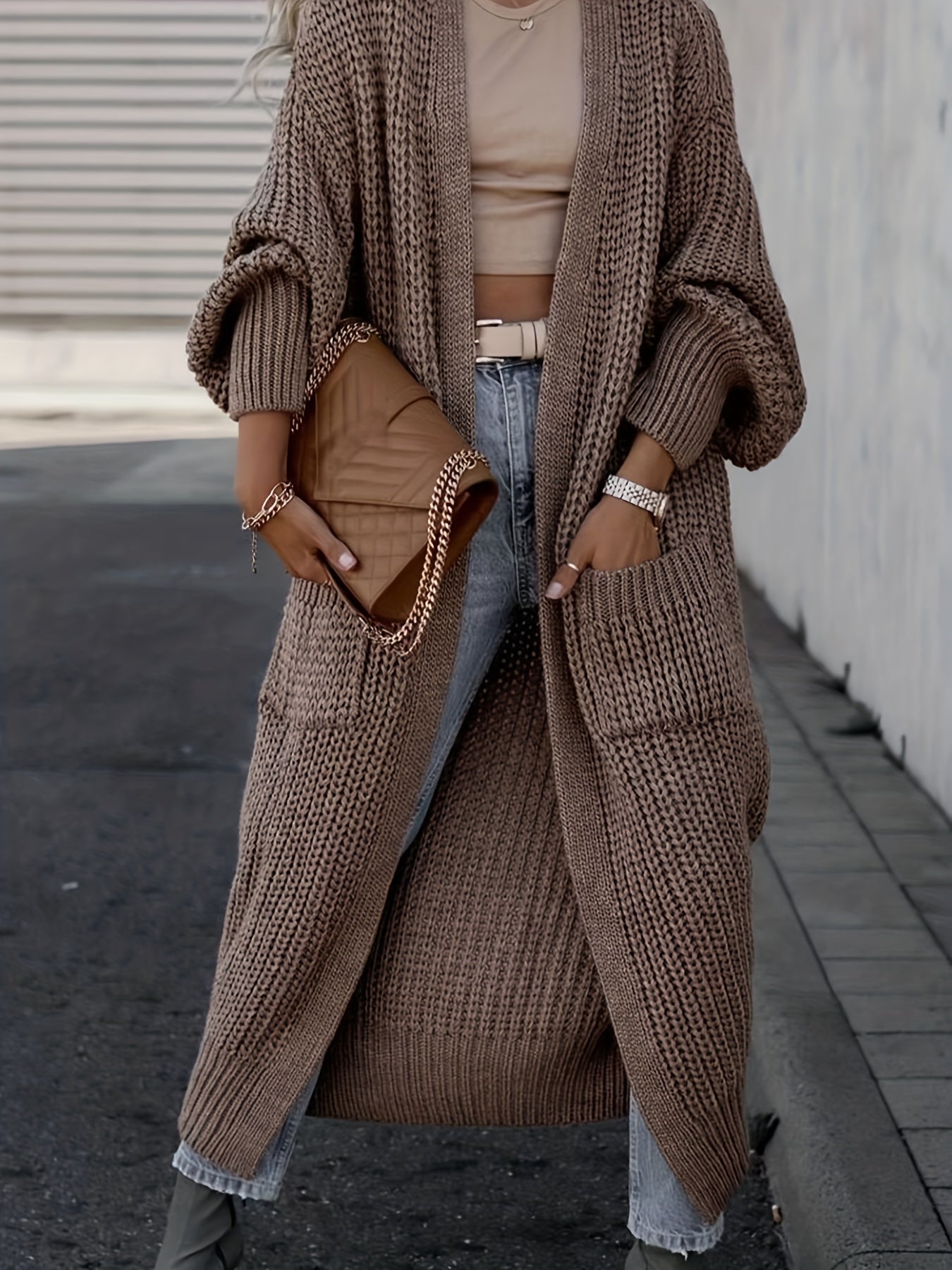 Chunky Knit Longline Open-Front Cardigan