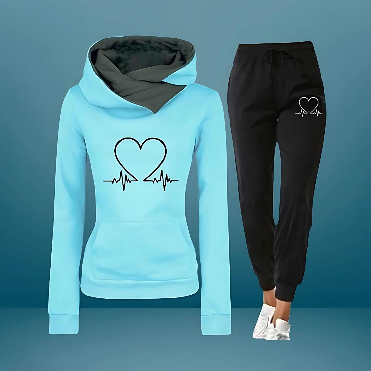 Heartbeat Graphic Hoodie & Jogger Set