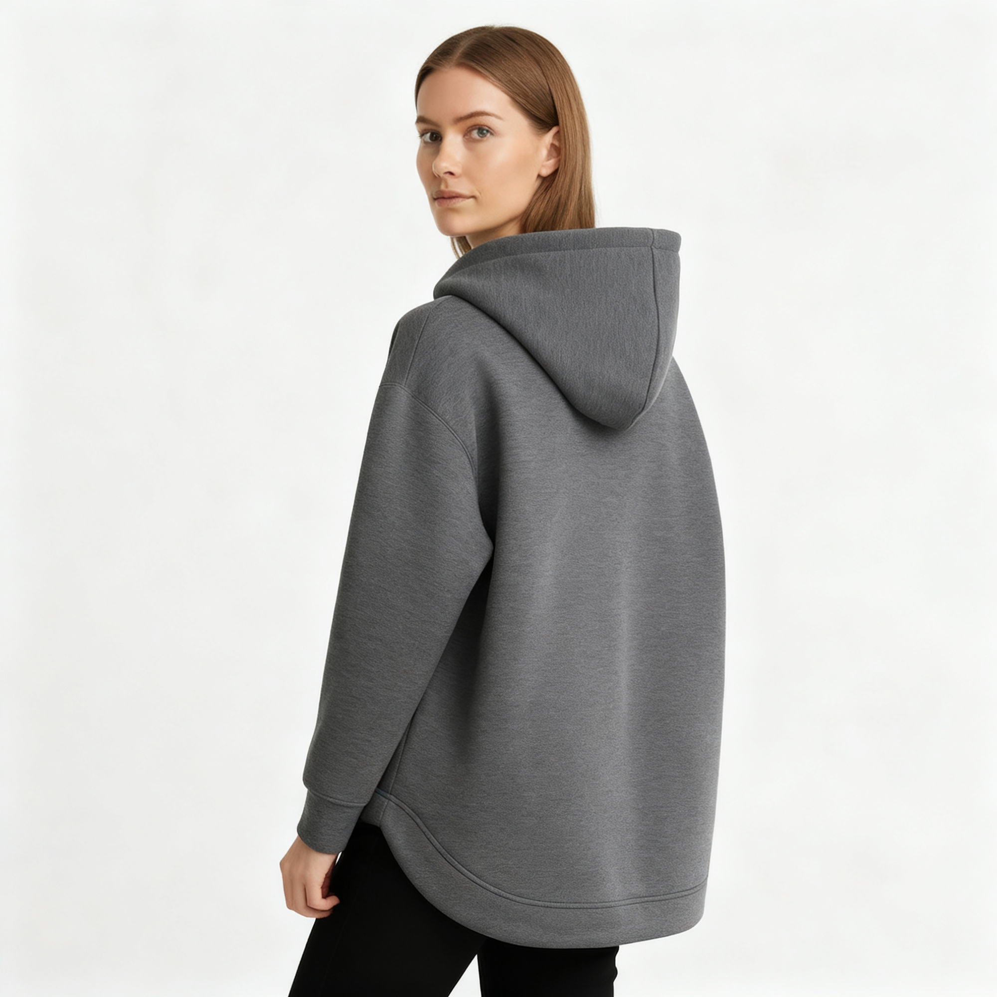 Women’s Minimalist Zip-Up Hooded Jacket with Soft Fleece Lining