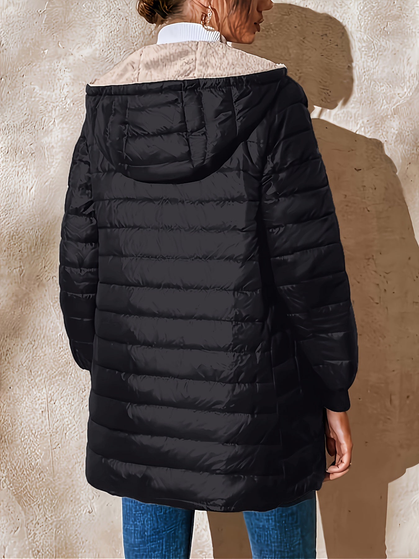 Women’s Long Padded Hooded Jacket – Lightweight Warm Quilted Coat