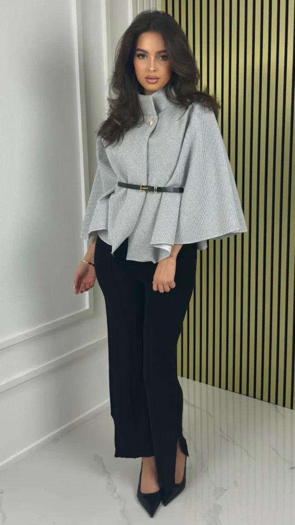 Elegant Belted Cape Blouse for Women