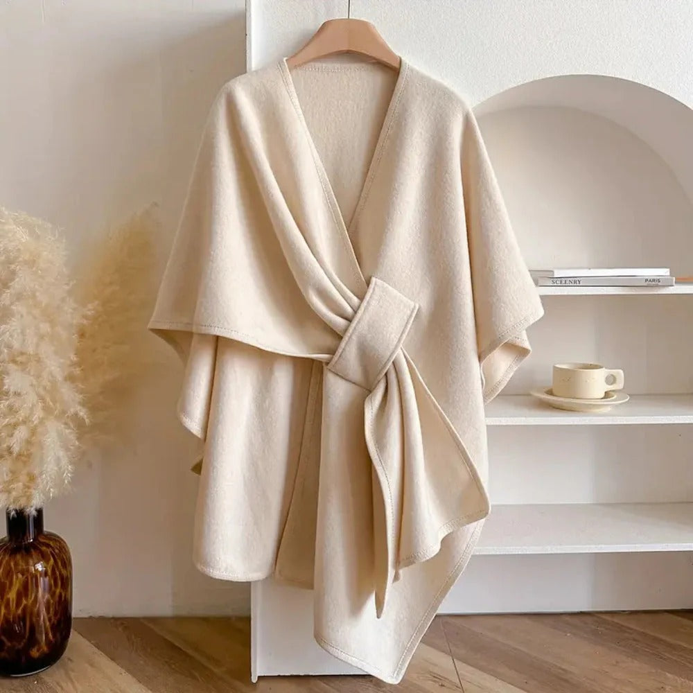 Wrap Front Knit Cape for Elegant Everyday Layering