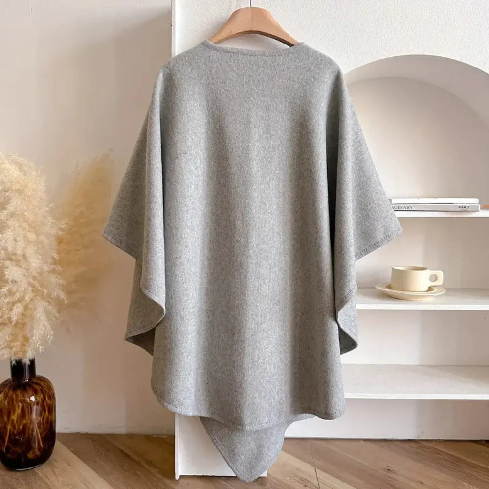 Wrap Front Knit Cape for Elegant Everyday Layering