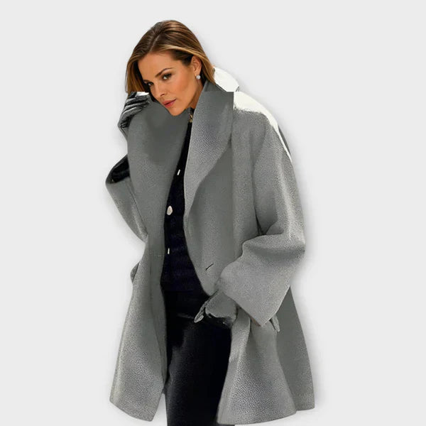 Women’s Oversized Wool Blend Coat with High Collar