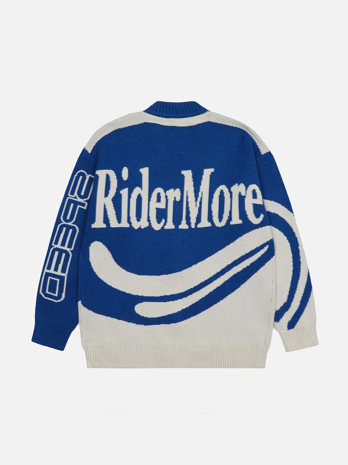 RiderMore Varsity-Style Graphic Knit Jacket
