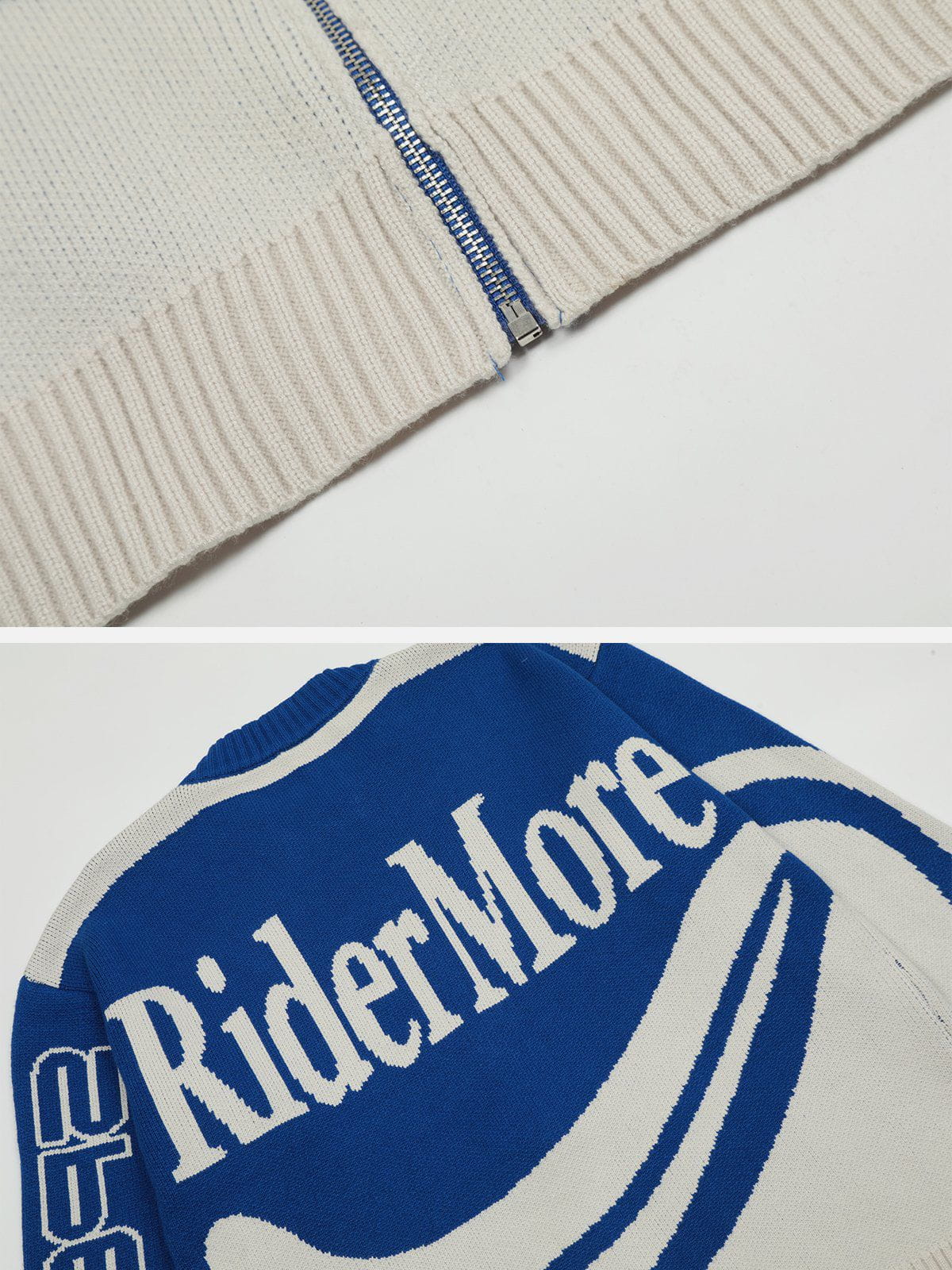 RiderMore Varsity-Style Graphic Knit Jacket