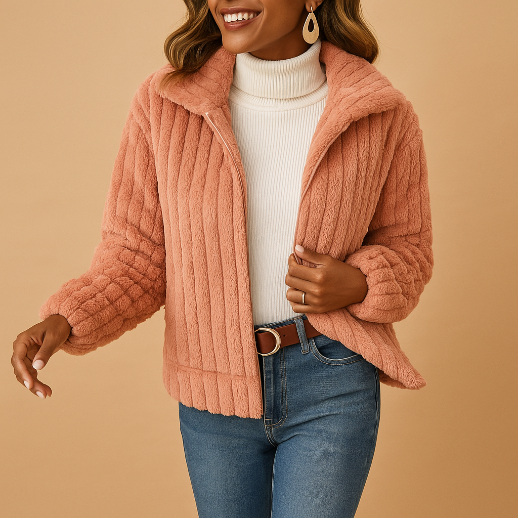 Women’s Cozy Zip-Up Ribbed Knit Sweater Jacket