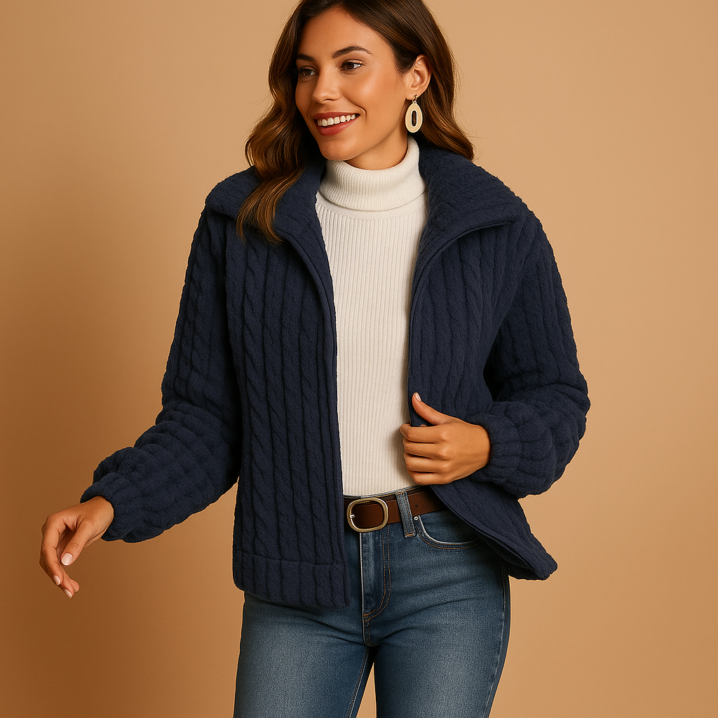 Women’s Cozy Zip-Up Ribbed Knit Sweater Jacket