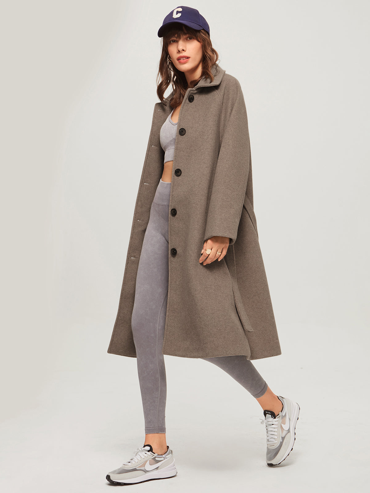 Long Wool Blend Overcoat for Women