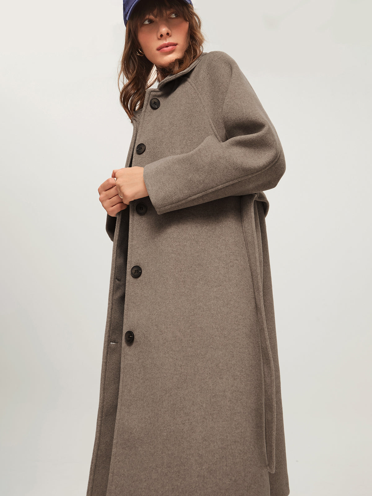 Long Wool Blend Overcoat for Women