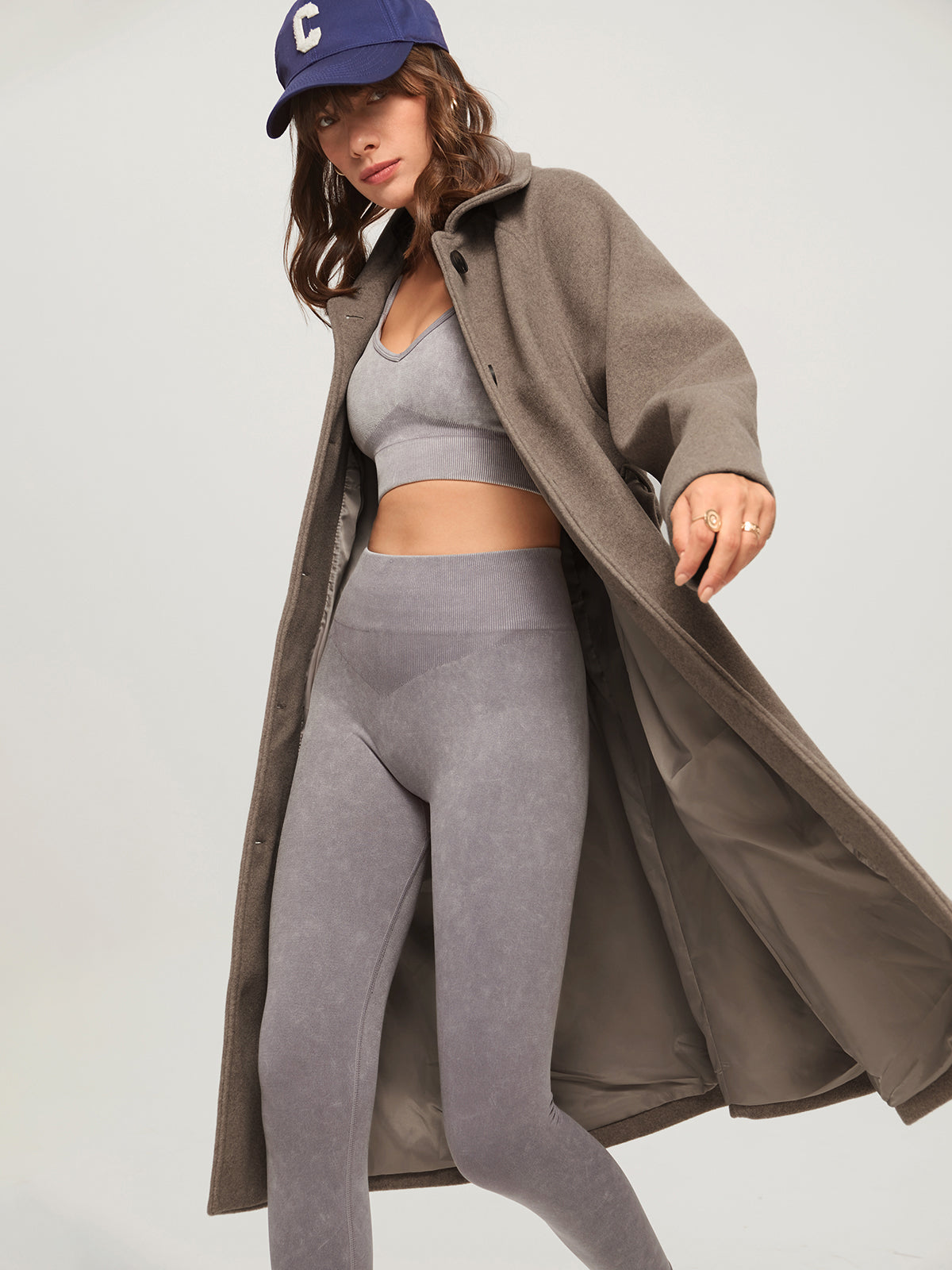 Long Wool Blend Overcoat for Women