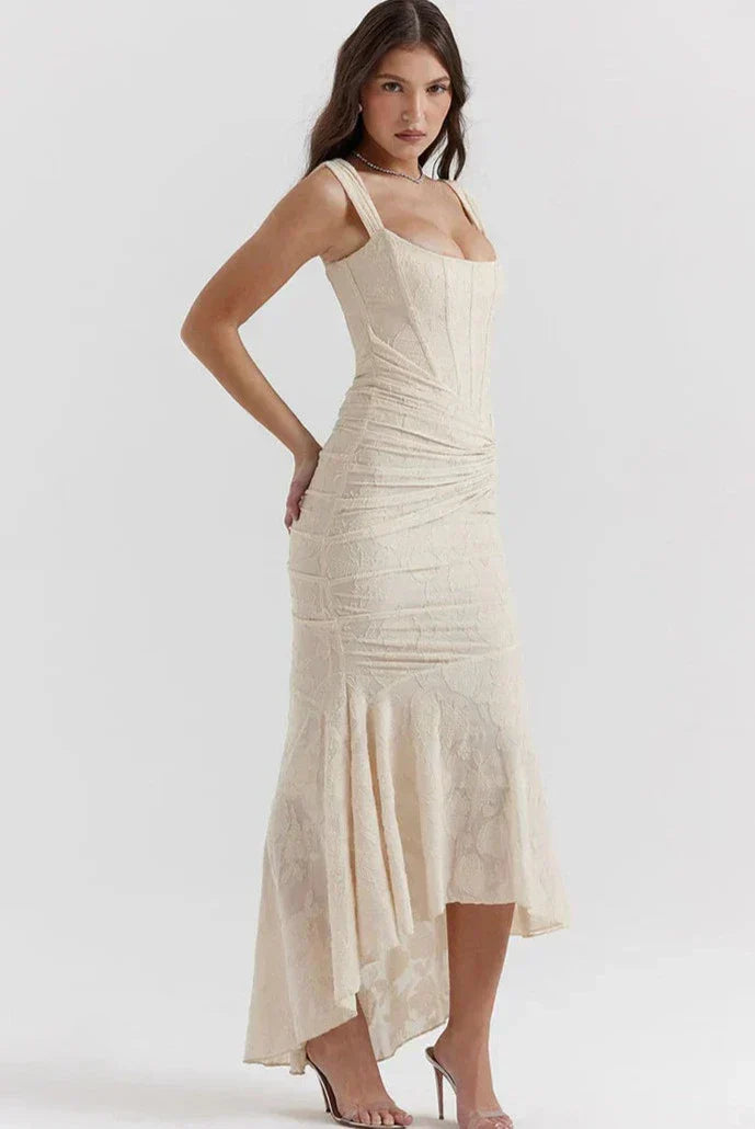 Elegant Lace Mermaid Dress with Off-Shoulder & Sleeveless Options