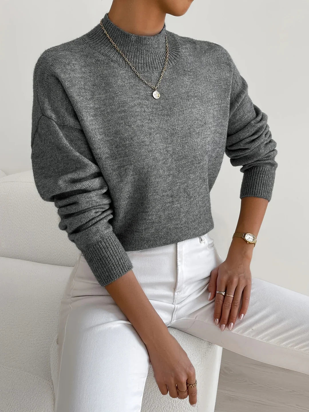 Soft High Neck Knit Sweater for Effortless Everyday Comfort