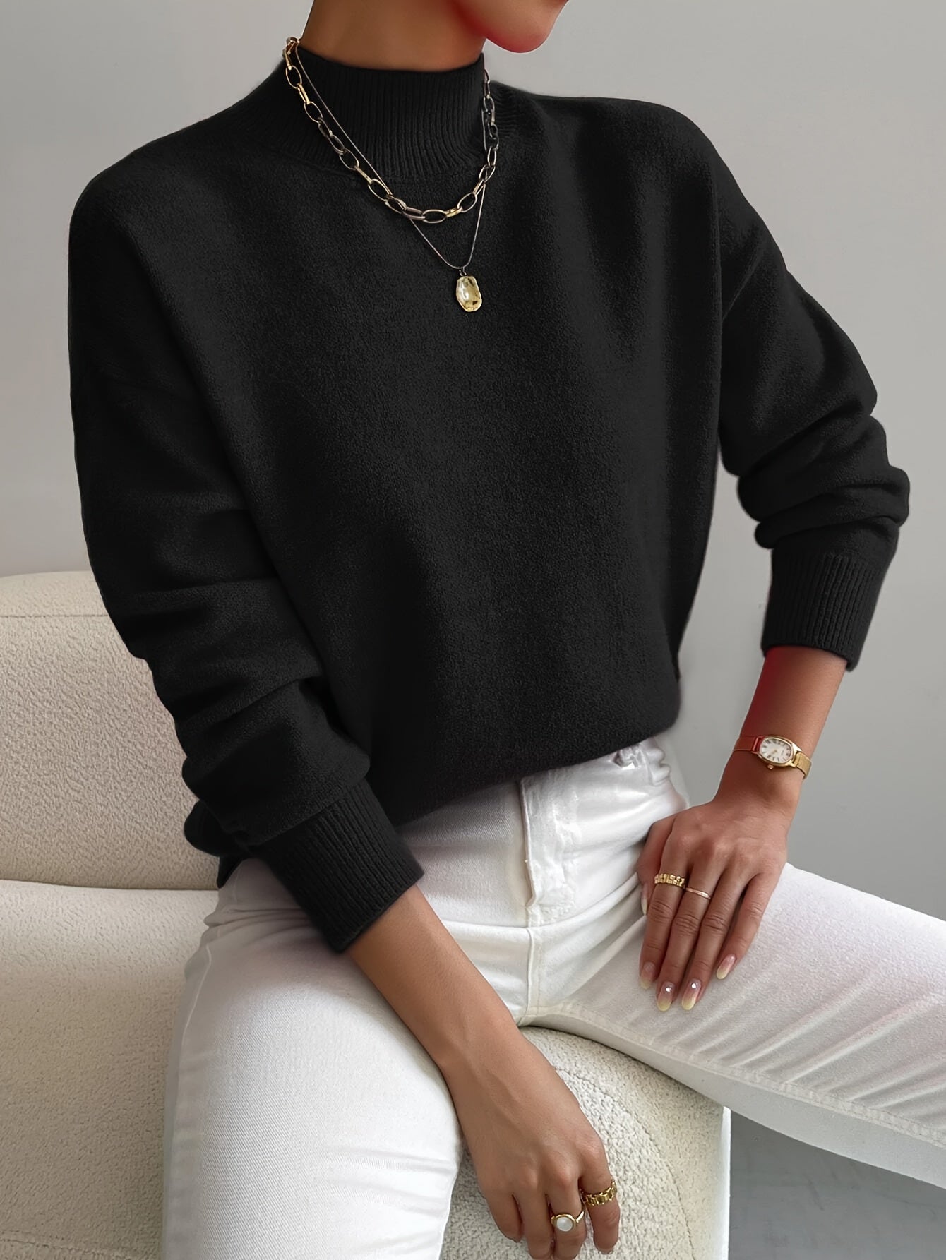Soft High Neck Knit Sweater for Effortless Everyday Comfort