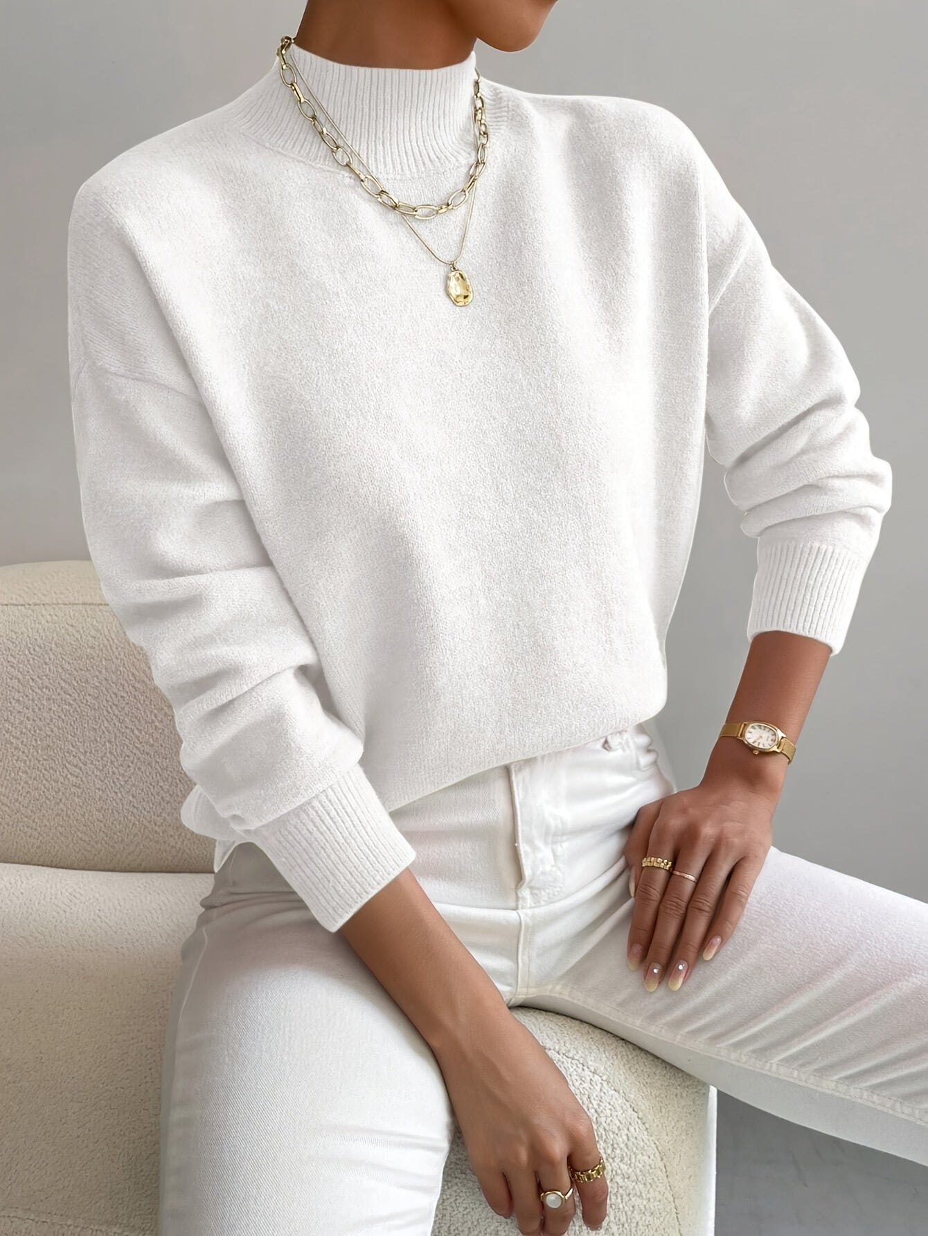 Soft High Neck Knit Sweater for Effortless Everyday Comfort