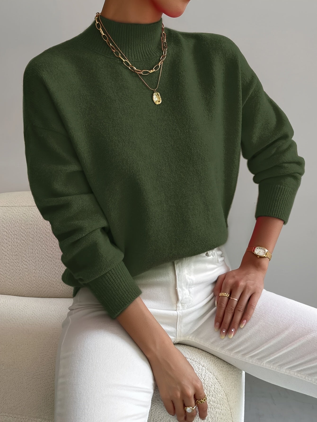 Soft High Neck Knit Sweater for Effortless Everyday Comfort