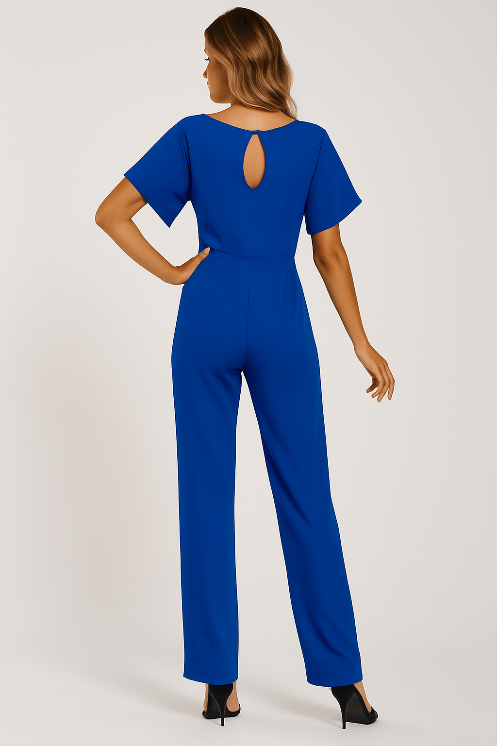 Short Sleeve Belted Wide-Leg Jumpsuit