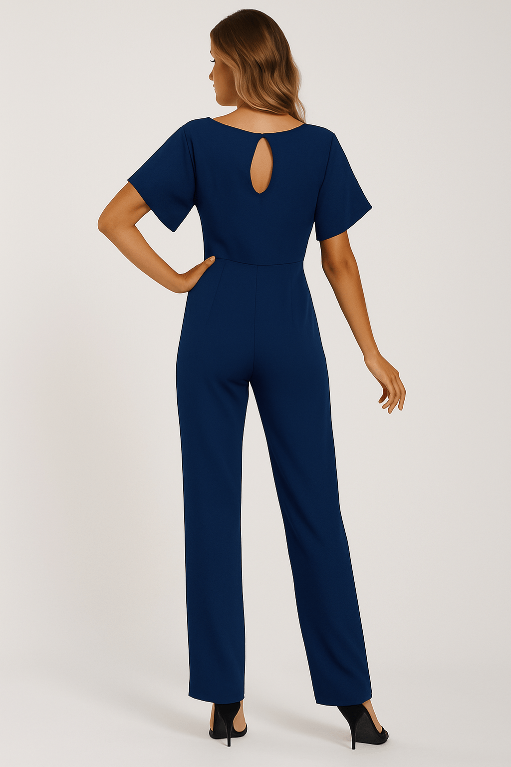 Short Sleeve Belted Wide-Leg Jumpsuit